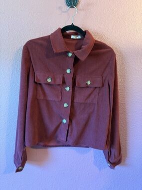 zeagoo Corduroy Trucker Jacket in Mauve